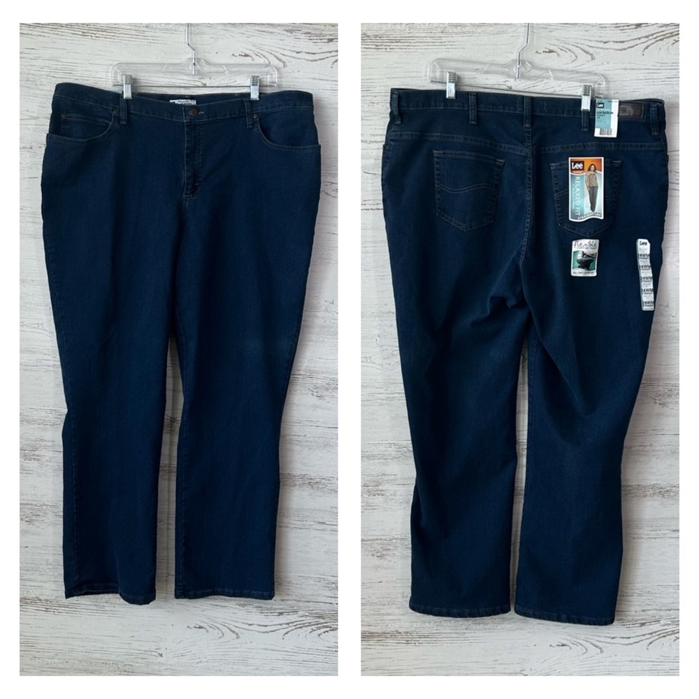 NWT LEE Comfort Waist Relaxed Straight Leg Jeans 24W Premium Dark Blue